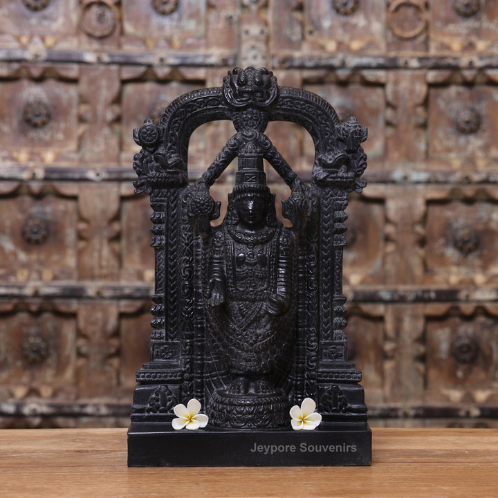 15" Black Marble Tirupati Balaji Idol | Lord Venkateswara Statue