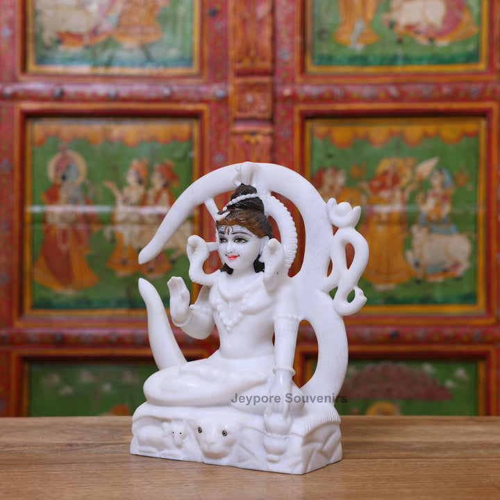 12" Pure White Marble Lord Shiva Idol
