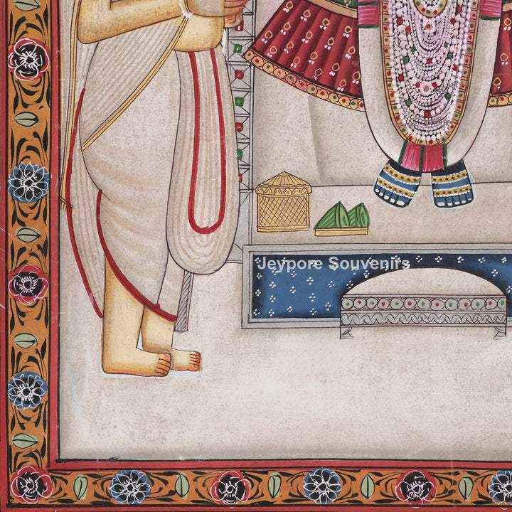 Handcrafted Pichwai Style Shrinathji Painting on Cotton Cloth