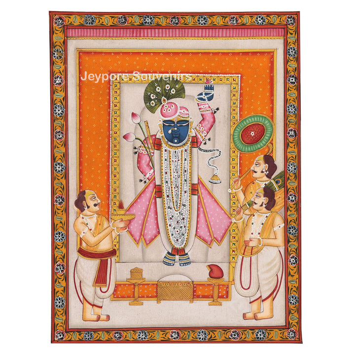 Handcrafted Pichwai Style Shrinathji Painting on Cotton Cloth