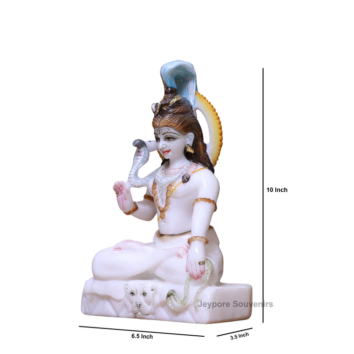 10" Pure White Marble Lord Shiva Murti