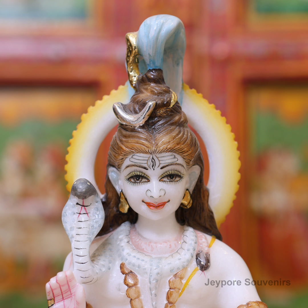 10" Pure White Marble Lord Shiva Murti