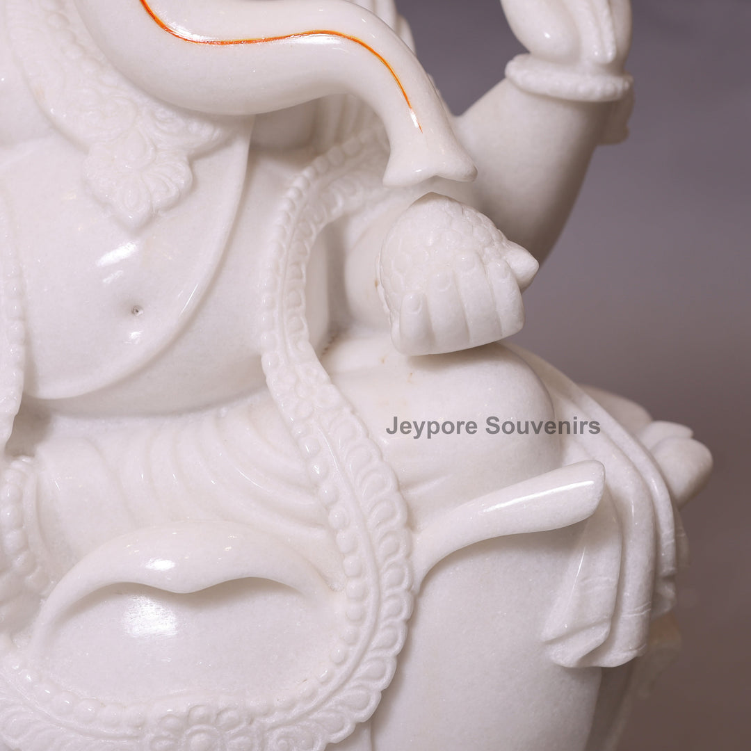24" Divine Trinity Set: Pure White Marble Lakshmi, Ganesha, &amp;amp; Saraswati Idols&amp;nbsp;