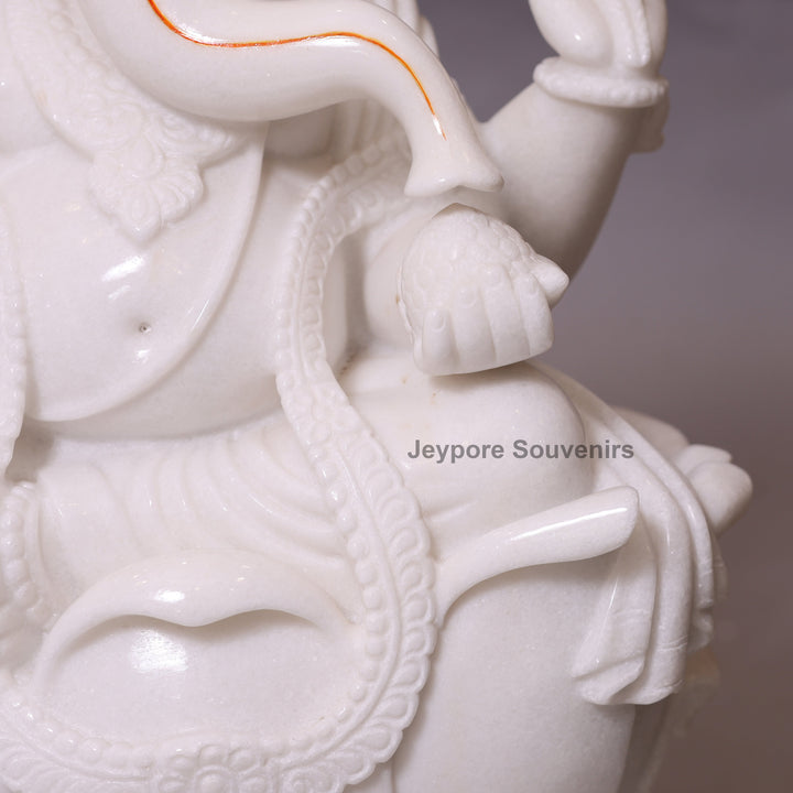 24" Divine Trinity Set: Pure White Marble Lakshmi, Ganesha, &amp;amp; Saraswati Idols&amp;nbsp;