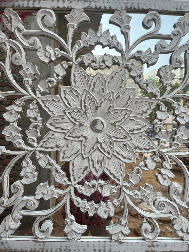 Wooden hand carved Wall Panel with mirror at the back