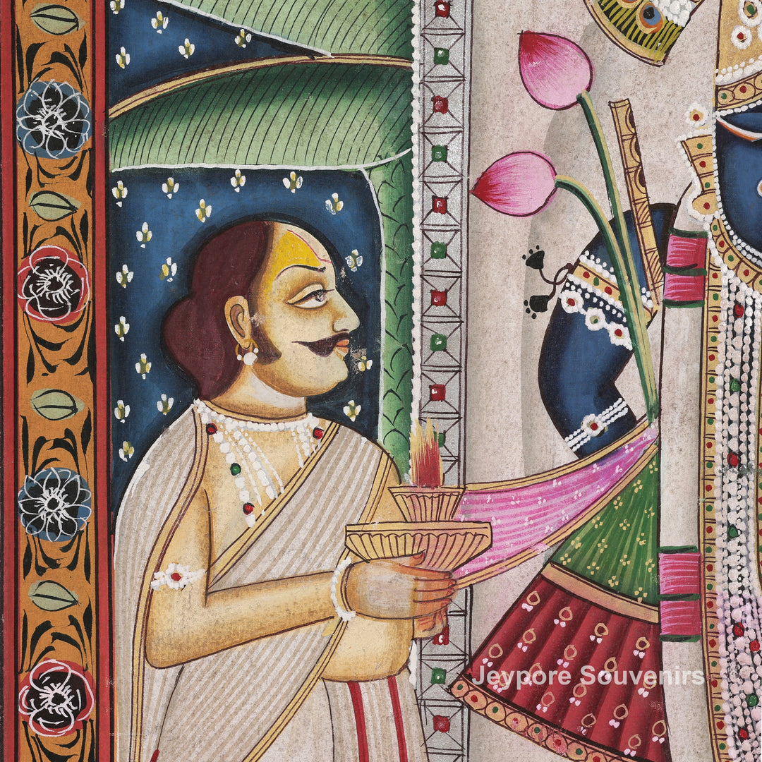 Handcrafted Pichwai Style Shrinathji Painting on Cotton Cloth