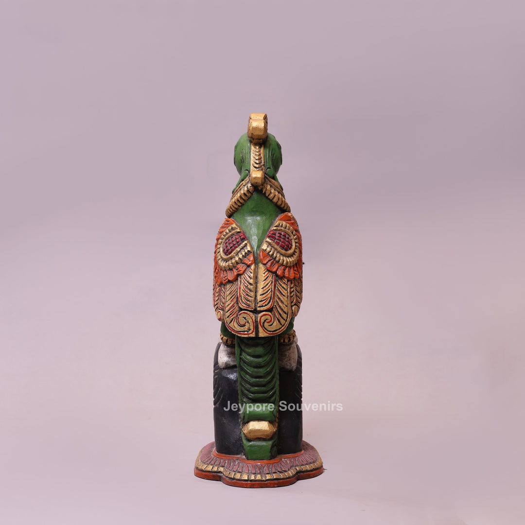 19" Hand-Carved Wooden Parrot Statue