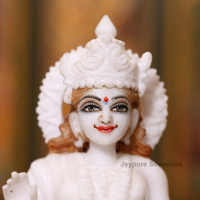 9" Radha And Krishna Idols Pair in Pure White Marble