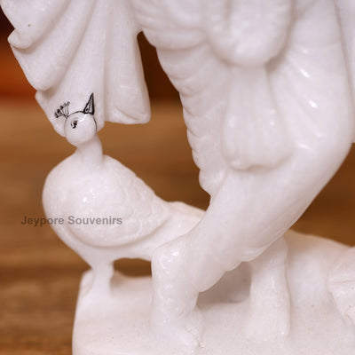 9" Exquisite Pure White Marble Radha Krishna Statue