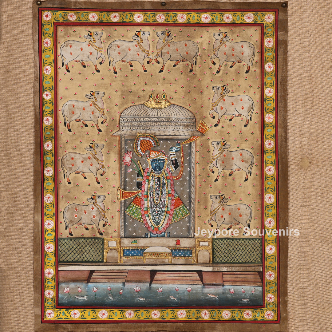 Traditional Pichwai Shrinathji Painting on Cotton Cloth