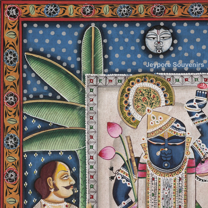 Handcrafted Pichwai Style Shrinathji Painting on Cotton Cloth