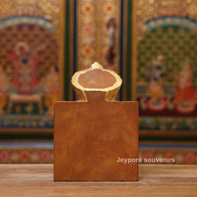 7" Handcrafted Marble Nakoda Bhairavnath Idol With Real Gold Leaf Work