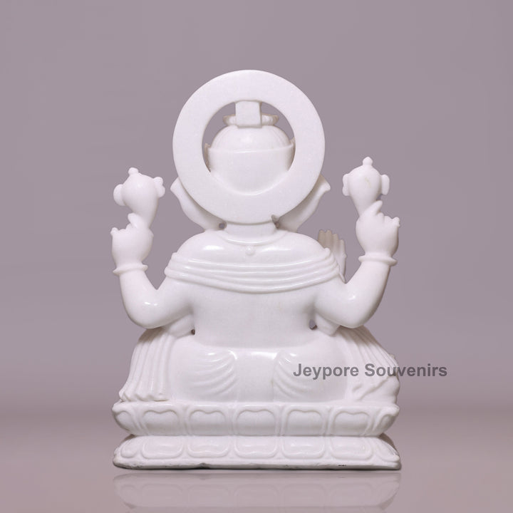 27" Grand Pure White Marble Lord Ganesha Idol For Home Decor