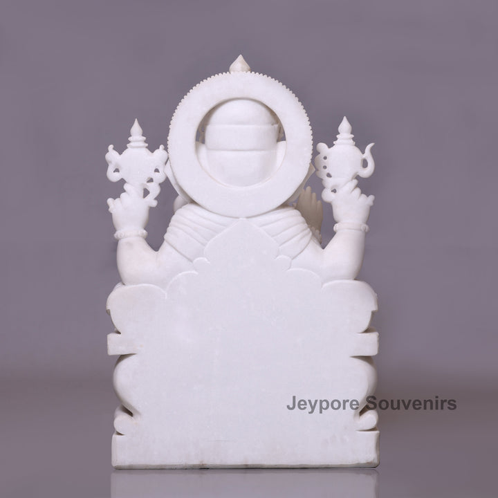 Enchanting 30" White Marble Lord Ganesha Statue
