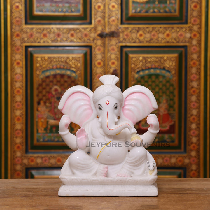 13" Handmade Ganesha Murti for Home Temple, Pooja &amp; Décor