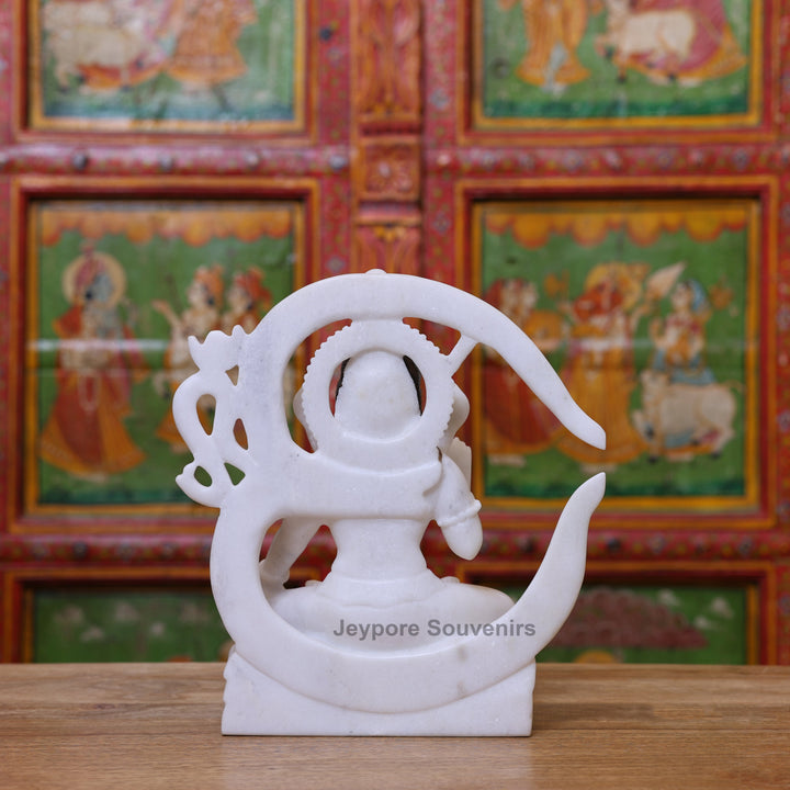 12" Pure White Marble Lord Shiva Idol