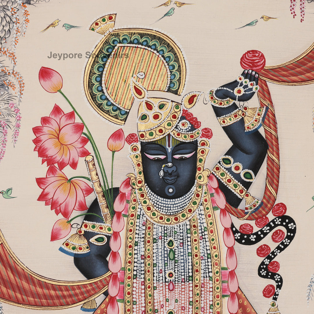 Shrinath Ji Pichwai Painting on Silk | Traditional Nathdwara Art