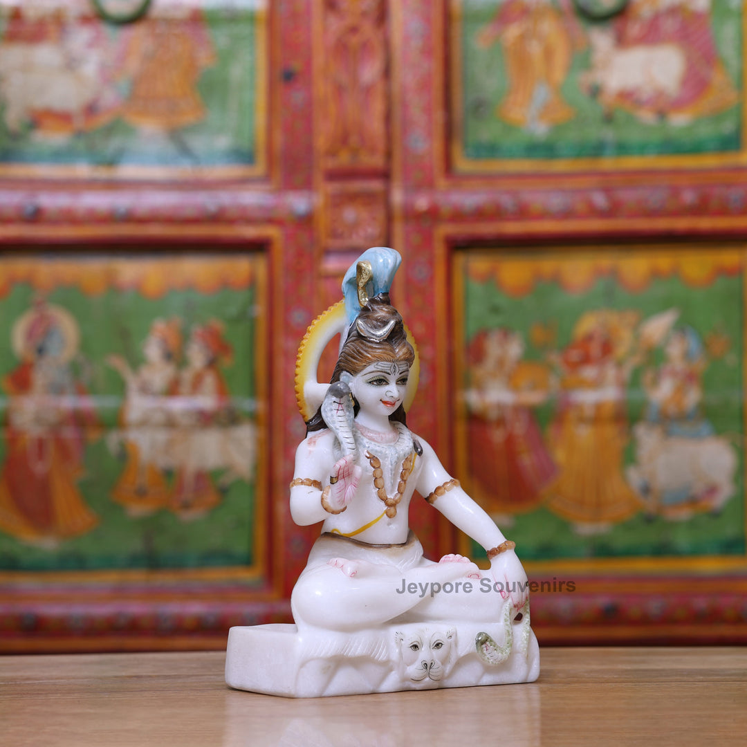 10" Pure White Marble Lord Shiva Murti