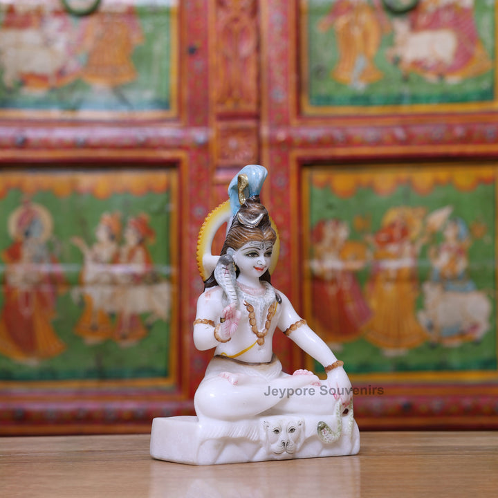 10" Pure White Marble Lord Shiva Murti