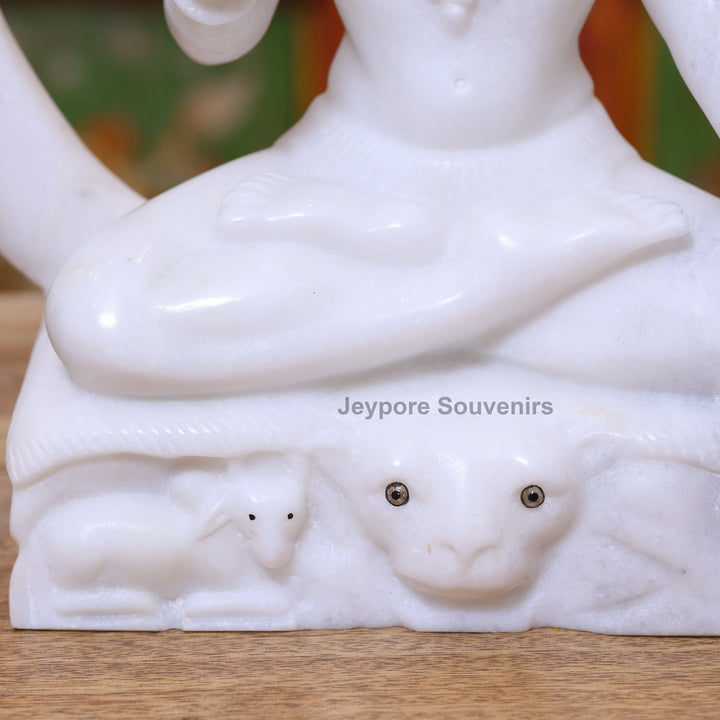 12" Pure White Marble Lord Shiva Idol