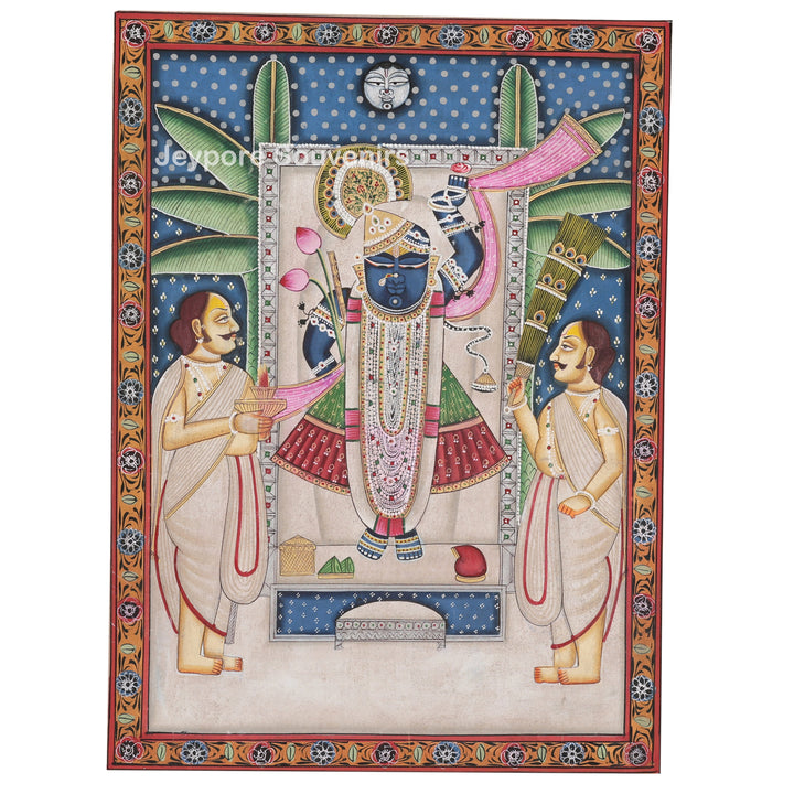 Handcrafted Pichwai Style Shrinathji Painting on Cotton Cloth