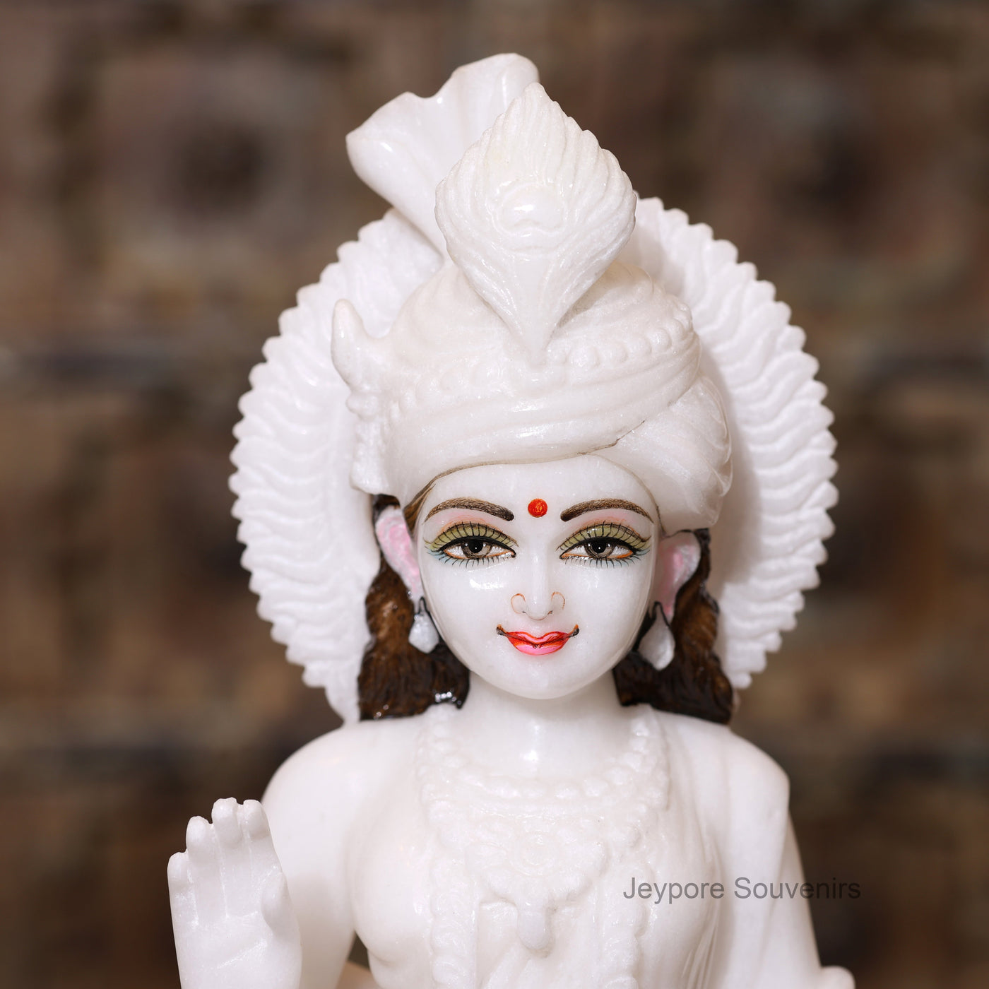 18" Handcrafted Pure White Marble Radha Krishna Pair Sculptures