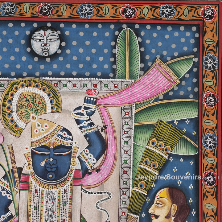 Handcrafted Pichwai Style Shrinathji Painting on Cotton Cloth