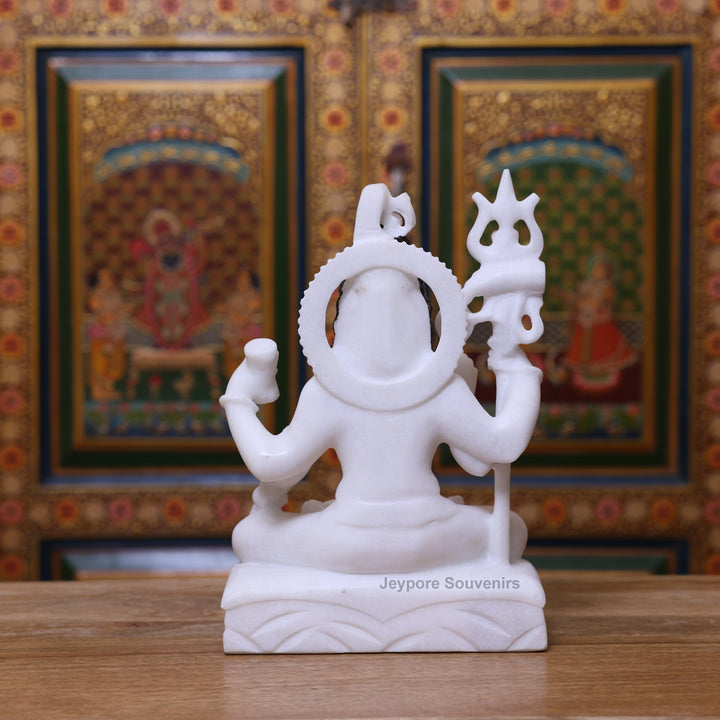 12" Pure White Marble Lord Shiva Idol