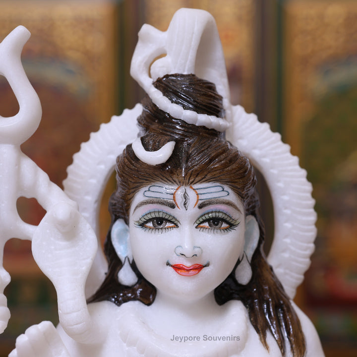 12" Pure White Marble Lord Shiva Idol