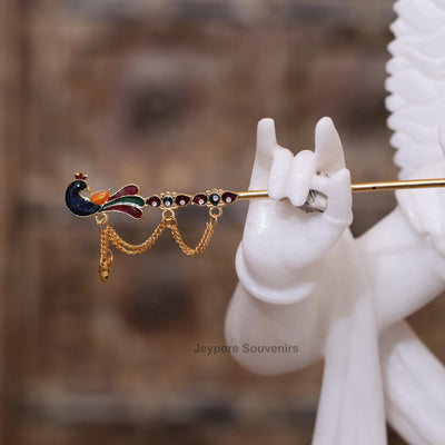 24" Handcrafted Pure White Marble Radha Krishna Idol