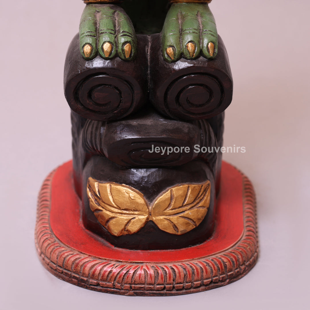 25" Hand-Carved Wooden Peacock Statue