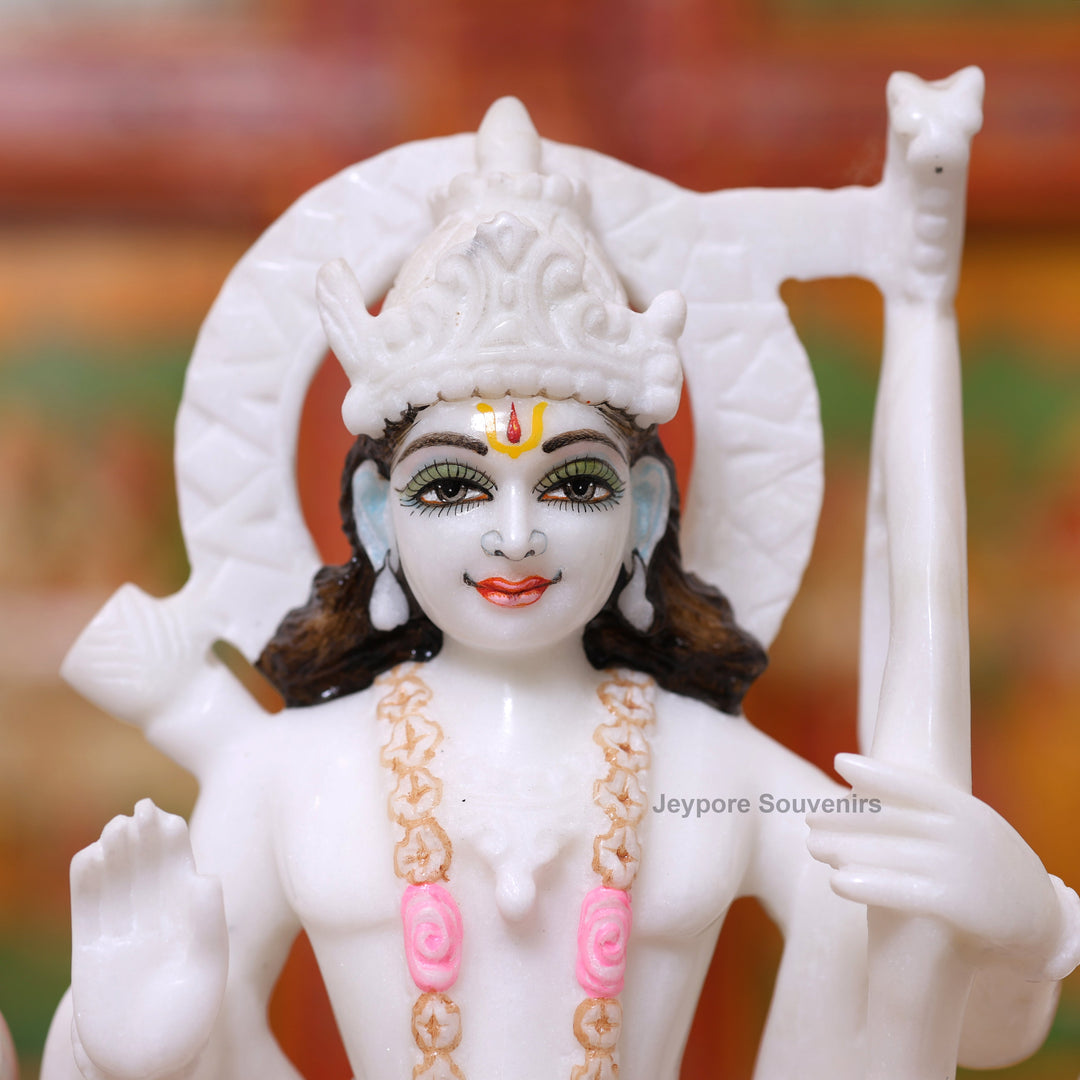 12" Pure White Marble Lord Rama, Lakshman, Sita And Hanuman Statue Pair