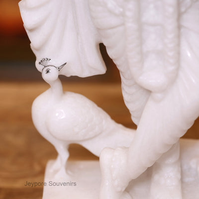 12" Exquisite Pure White Marble Handcrafted Radha Krishna Idol