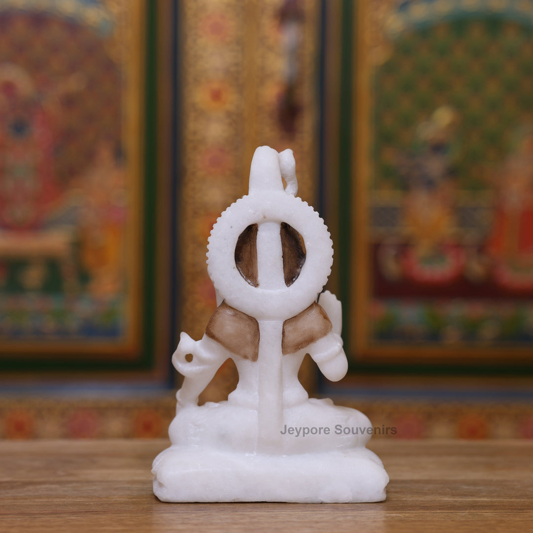 7" Pure White Marble Lord Shiva Statue