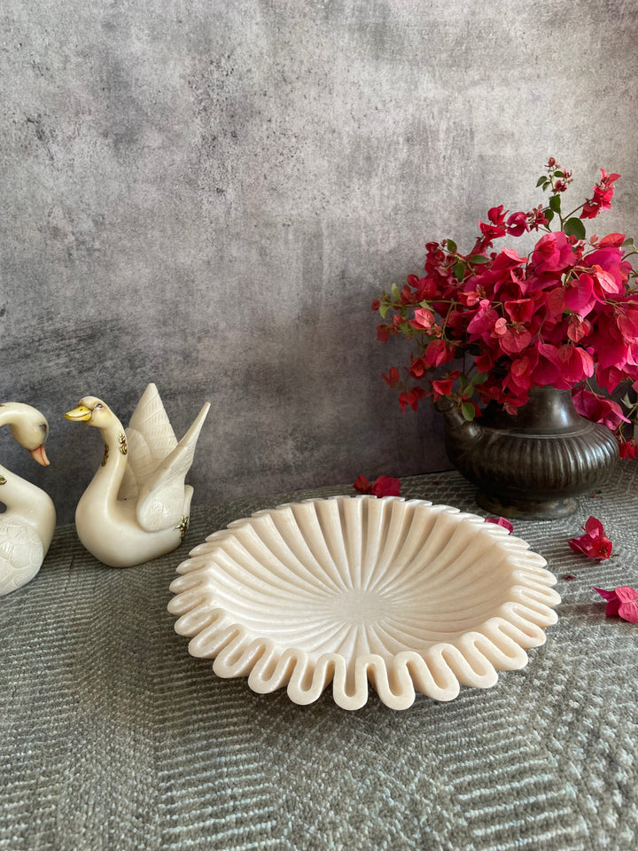 Light Pink Ruffled Marble Bowl