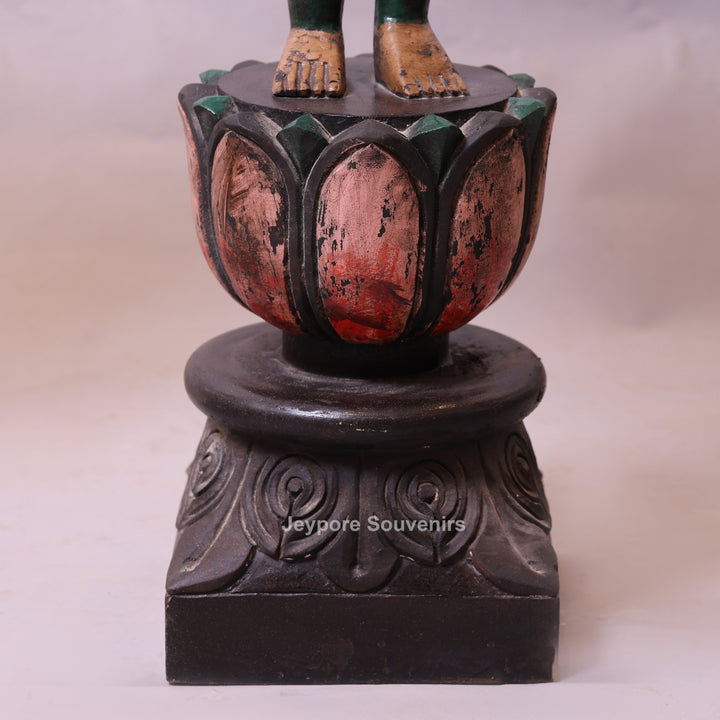 37" Handcrafted Wooden Apsara Winged Statue