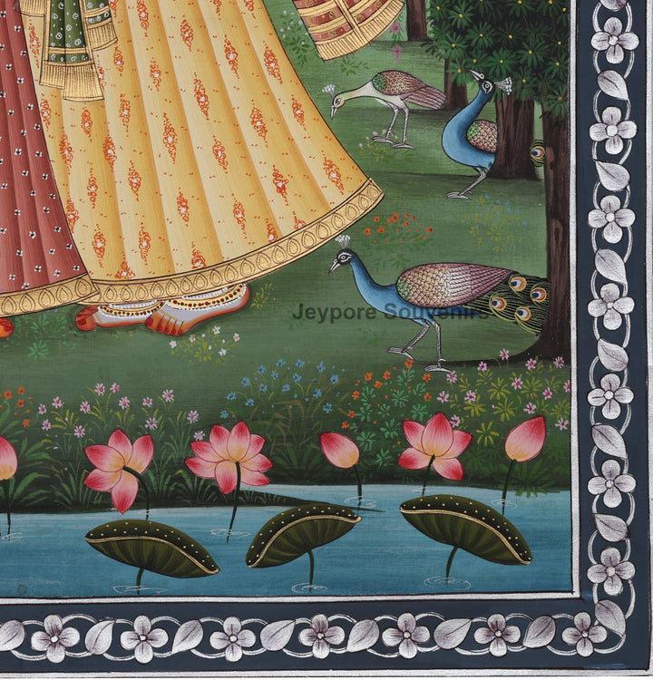 Handcrafted Pichwai Radha Krishna Painting on Pure Silk