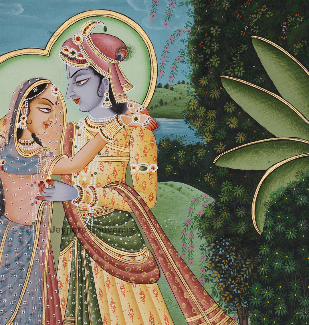Handcrafted Pichwai Radha Krishna Painting on Pure Silk