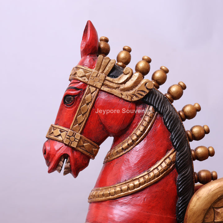 42" Hand-Carved Wooden Flying Horse Statue (Pegasus)