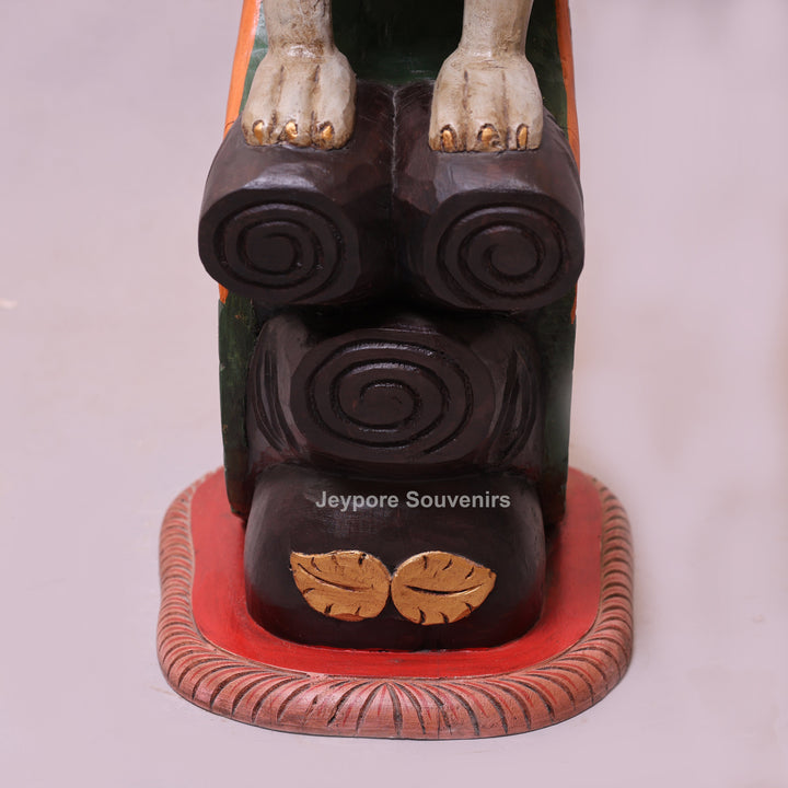 37" Grand Hand-Carved Wooden Peacock Statue