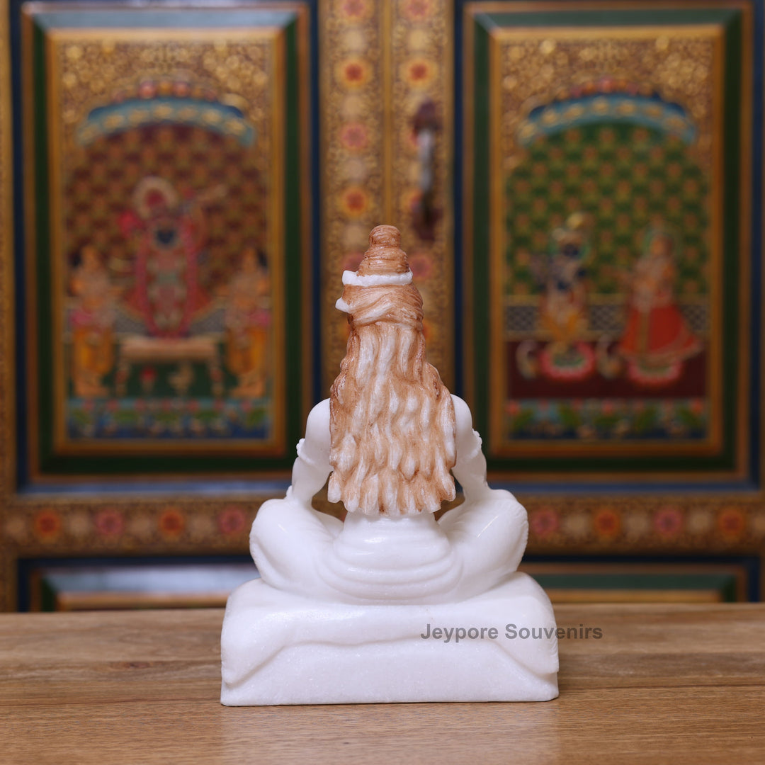 10" Pure White Marble Lord Shiva Statue