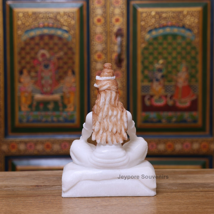 10" Pure White Marble Lord Shiva Statue
