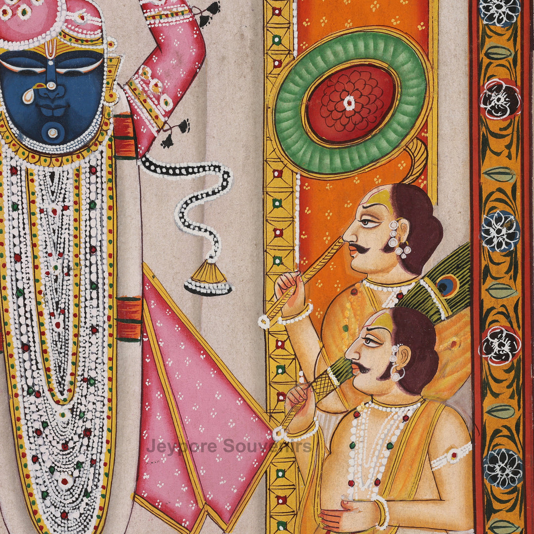Handcrafted Pichwai Style Shrinathji Painting on Cotton Cloth