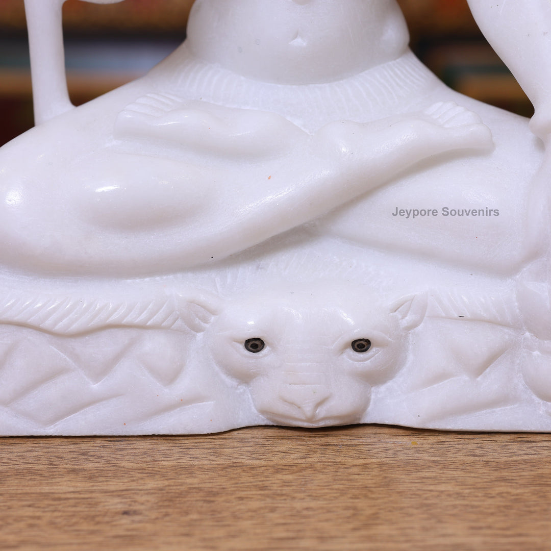 12" Pure White Marble Lord Shiva Idol