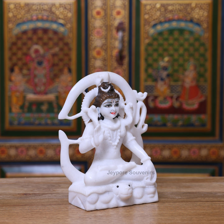 9" Pure White Marble Lord Shiva Murti