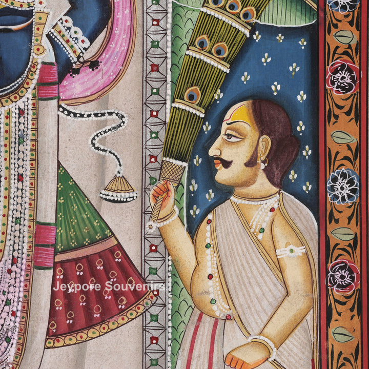 Handcrafted Pichwai Style Shrinathji Painting on Cotton Cloth