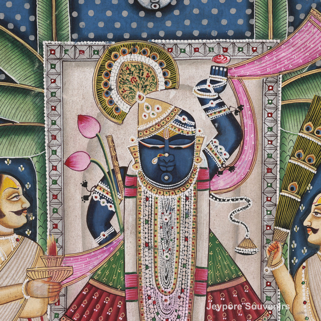 Handcrafted Pichwai Style Shrinathji Painting on Cotton Cloth