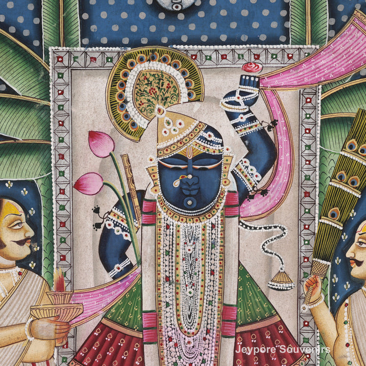 Handcrafted Pichwai Style Shrinathji Painting on Cotton Cloth