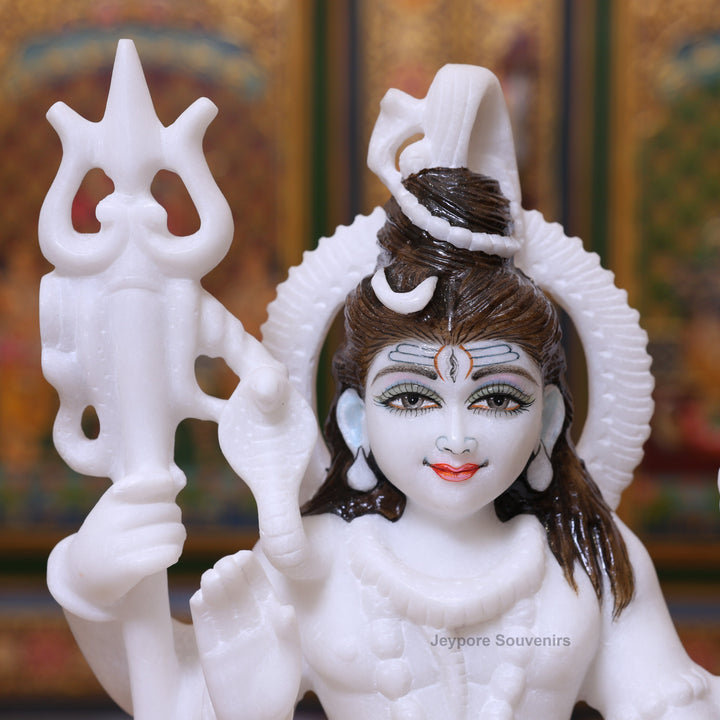 12" Pure White Marble Lord Shiva Idol
