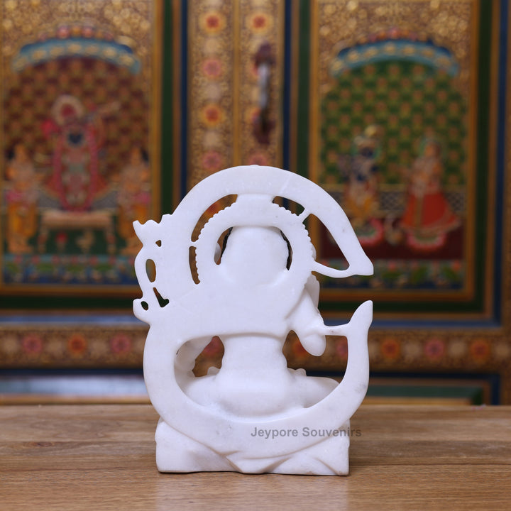 9" Pure White Marble Lord Shiva Murti